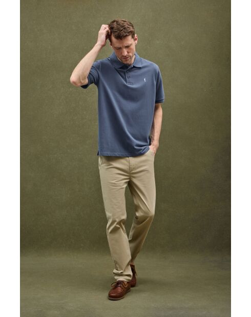Polo Alexandre in cotone a manica corta blu denim
