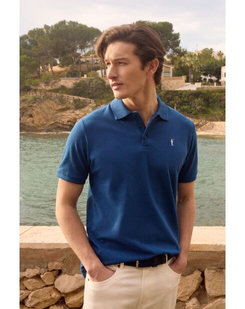 Polo André in cotone a manica corta blu indaco