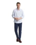 Camicia a maniche lunghe Timéo celeste in misto lino