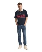 Marineblauwe katoenen polo met korte mouwen Igor