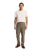 Khakifarbene Hose Alessio aus Leinengemisch