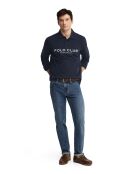 Polo Jonathan navy a manica lunga in cotone