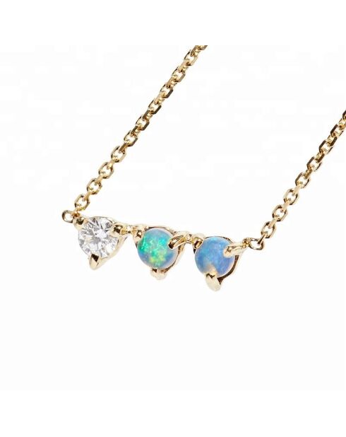 Collier Esther en laiton doré/bleu