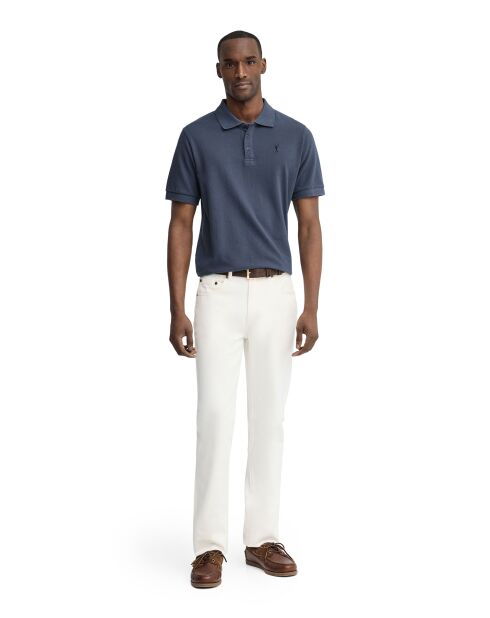 Denis Denis kurzärmliges Baumwollpolo in Jeansblau