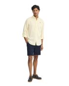 Camicia a maniche lunghe in misto lino Léopold giallo pastello