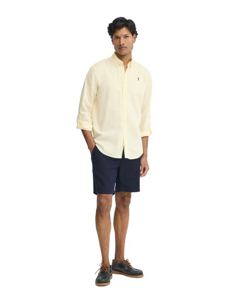 Camicia a maniche lunghe in misto lino Léopold giallo pastello