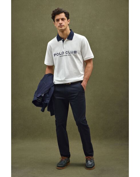 Jacques ecru katoenen polo met korte mouwen