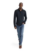 Marineblauwe katoenen poloshirt met lange mouwen Joël