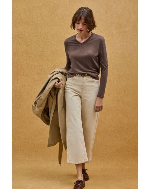 Justine Chocolate Langarmshirt aus Leinen