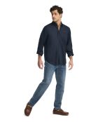 Camicia Léandre navy a manica lunga in misto lino