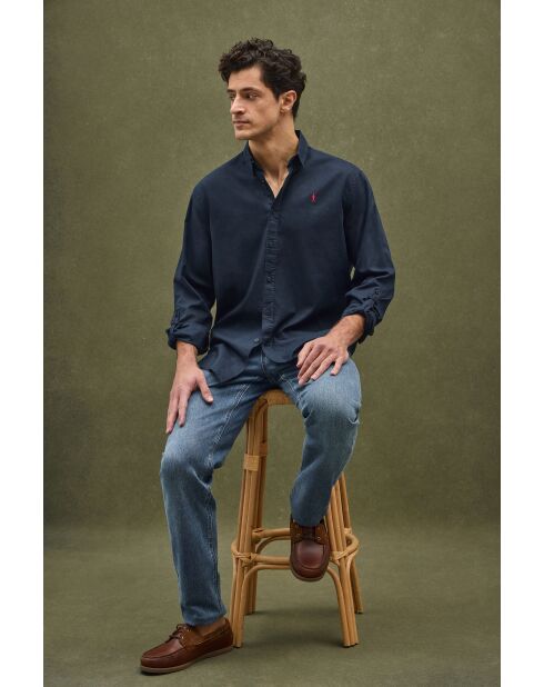 Camicia Léandre navy a manica lunga in misto lino