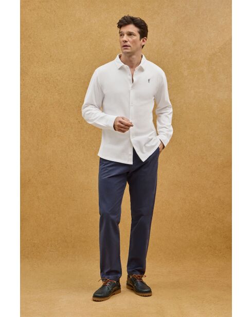 Polo Johan bianca a manica lunga in cotone
