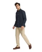 Camicia Rodolphe navy in cotone a manica lunga