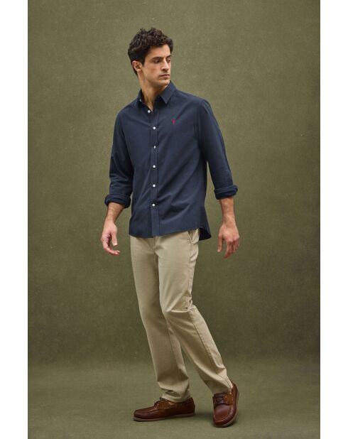 Camicia Rodolphe navy in cotone a manica lunga