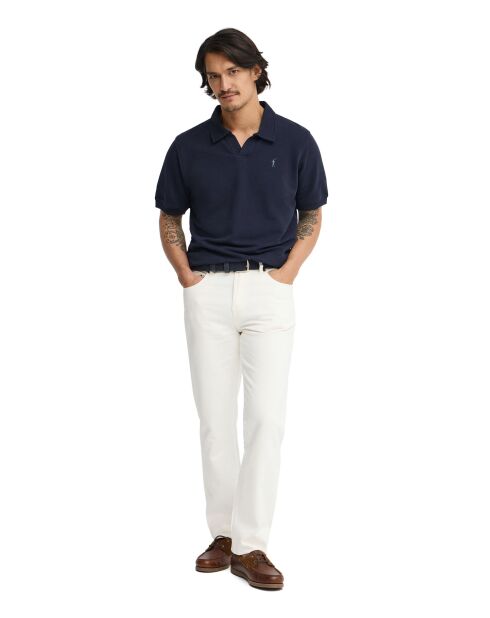 Marineblauwe katoenen polo met korte mouwen Guillaume