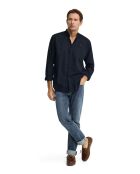 Camicia a maniche lunghe in misto lino blu scuro Malo
