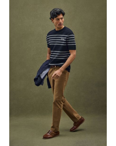 Felpa Luke in cotone navy-ecru
