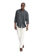 Camicia a maniche lunghe in lino grigio pietra Octave