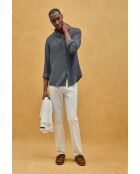 Camicia a maniche lunghe in lino grigio pietra Octave