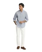 Camicia Martial baby blu in misto lino a maniche lunghe