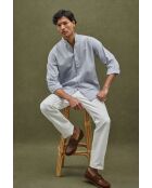 Camicia Martial baby blu in misto lino a maniche lunghe
