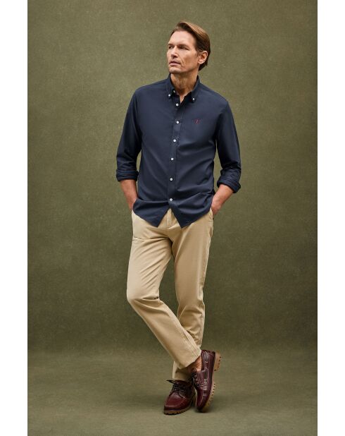 Camicia a manica lunga in cotone blu Honoré