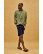 Camicia a manica lunga Norbert in lino verde