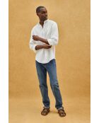 Camicia Natan in lino bianco a maniche lunghe