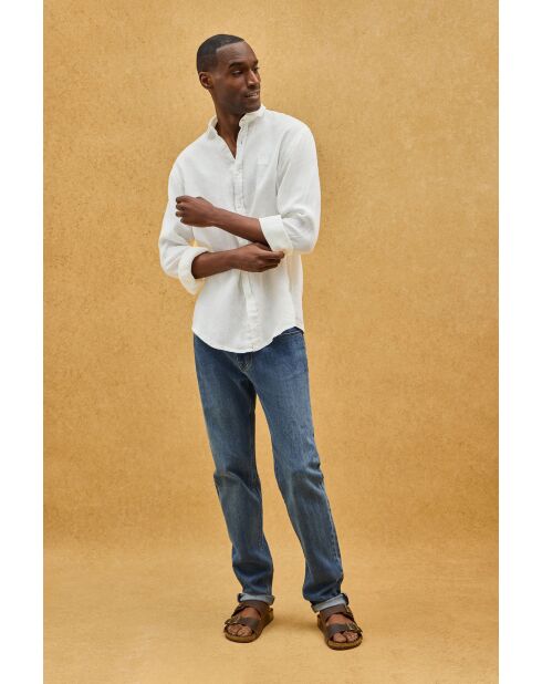 Camicia Natan in lino bianco a maniche lunghe