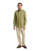Camicia Laurentin in cotone a manica lunga verde foglia