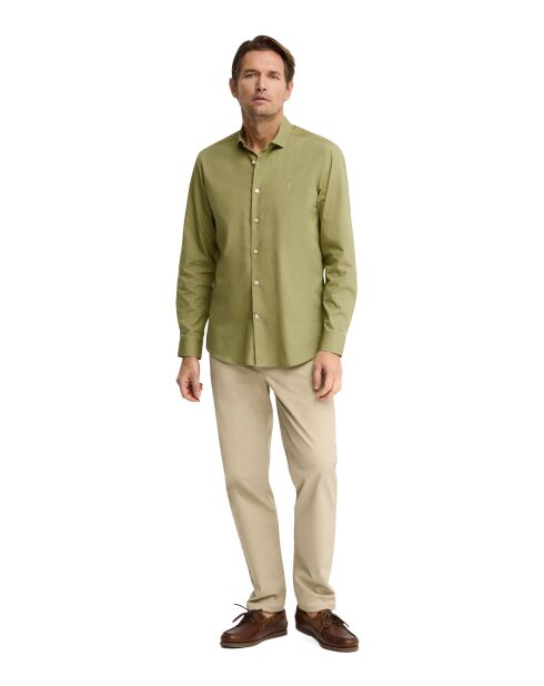 Camicia Laurentin in cotone a manica lunga verde foglia