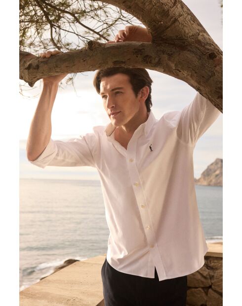 Camicia a maniche lunghe in cotone bianco Jean