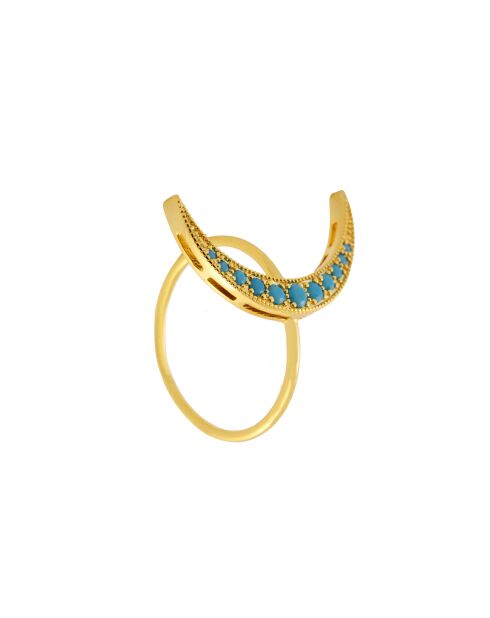 Anillo Yahel de latón dorado/azul