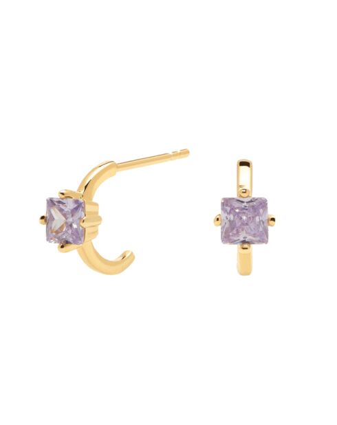 Pendientes Lana de latón dorado y morado