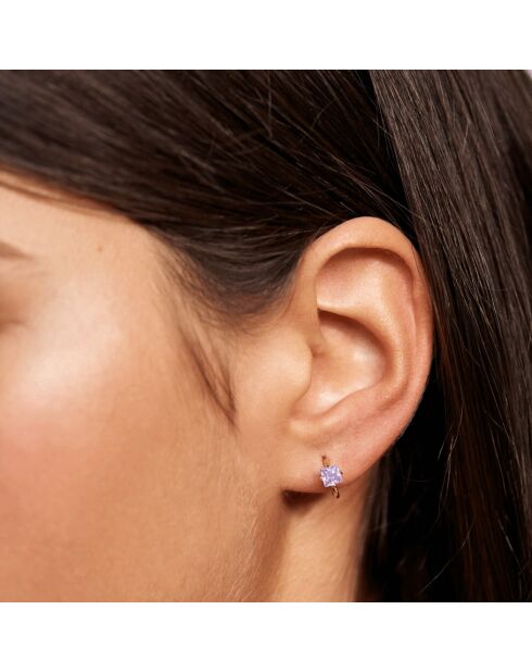 Pendientes Lana de latón dorado y morado