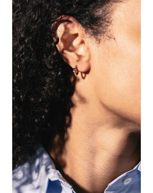 Boucles d'oreilles Roxane en laiton doré/bleu