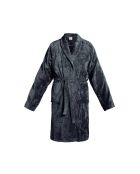 Peignoir avec col châle en coton velours Uni gris foncé