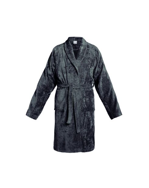Peignoir avec col châle en coton velours Uni gris foncé