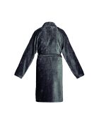 Peignoir avec col châle en coton velours Uni gris foncé