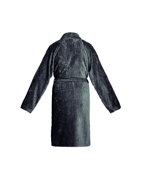 Peignoir avec col châle en coton velours Uni gris foncé