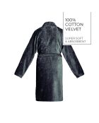 Peignoir avec col châle en coton velours Uni gris foncé