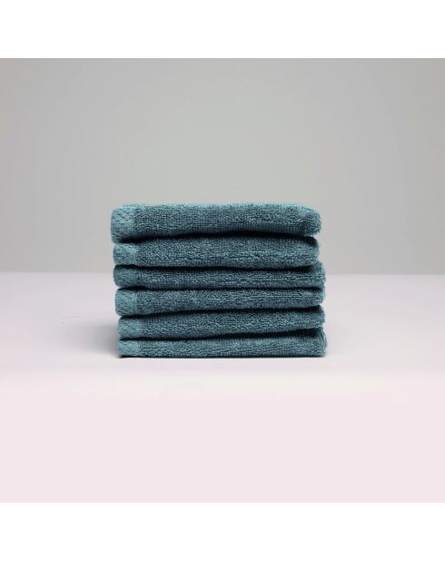 Gant de toilette coton peigné LT Oasis bleu de prusse - 6x(15x21 cm)