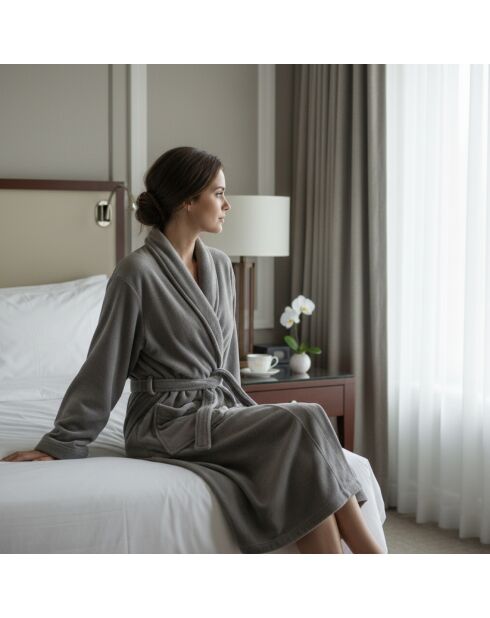 Robe de chambre polyester  grise