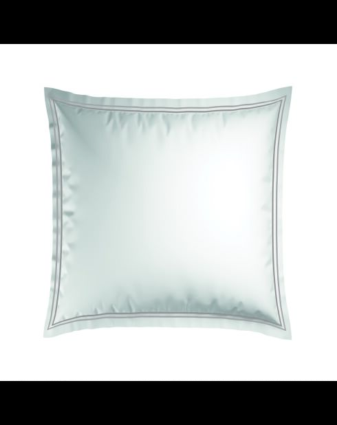 Set de 2 taies d'oreiller satin de coton Biarritz taupe/blanc