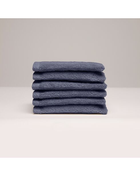 Gant de toilette coton peigné LT Oasis bleu gris - 6x(15x21 cm)