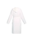 Accappatoio in cotone con cappuccio in velluto bianco Uni