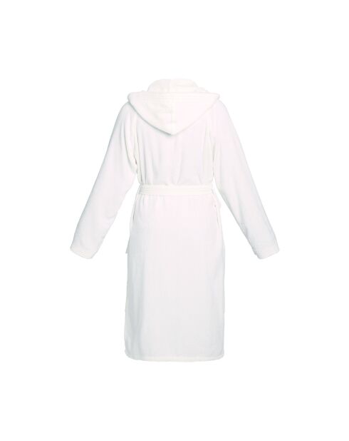 Peignoir coton velours avec capuche Uni blanc