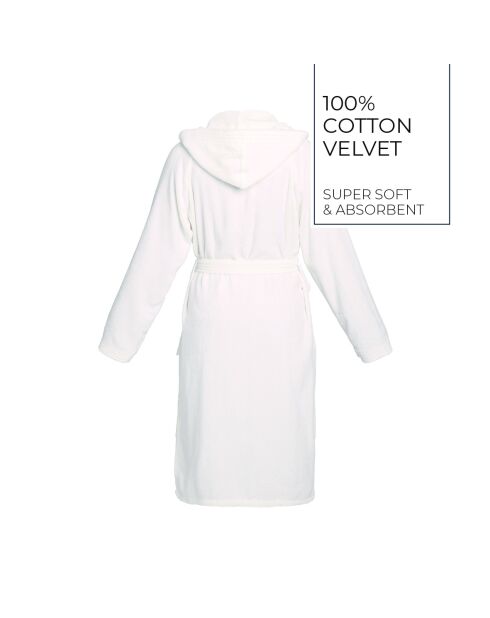 Peignoir coton velours avec capuche Uni blanc