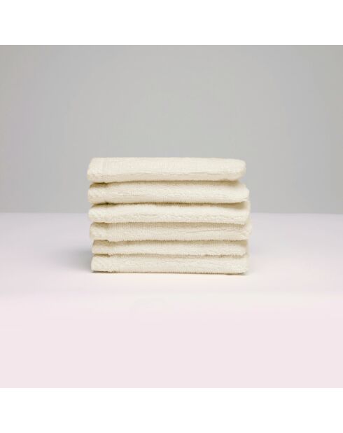 Gant de toilette coton peigné LT Oasis ivoire - 6x(15x21 cm)