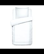 Parure housse de couette + taie carrée satin de coton Biarritz gris/blanc